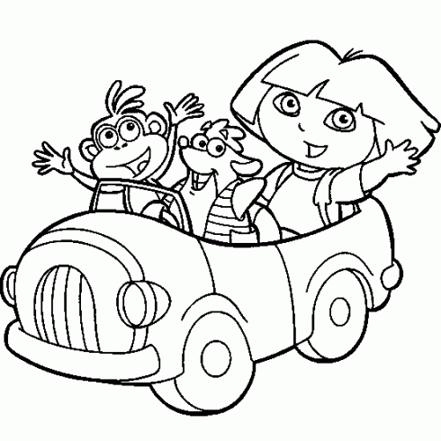 dessin de Dora,Babouche,singe,Tico,ecureuil