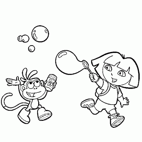 dessin de Dora,exploratrice,babouche,bulle,savon
