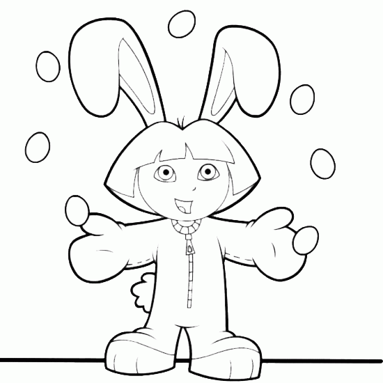 dessin de Dora,lapin,oeuf,paques,jongle