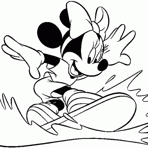 dessin de Minnie,surf,mer,vague,estival