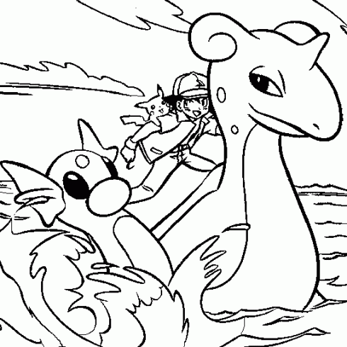 dessin de Pokemon,picachu,sacha,dragon,mer