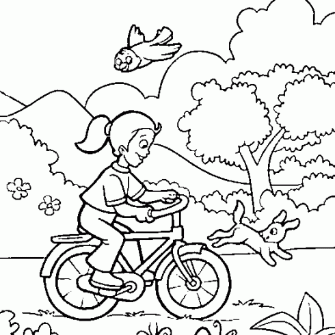 dessin de balade,velo,promenade,vacances,soleil