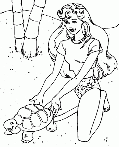 dessin de barbie,poupee,tortue,coloriage,dessin