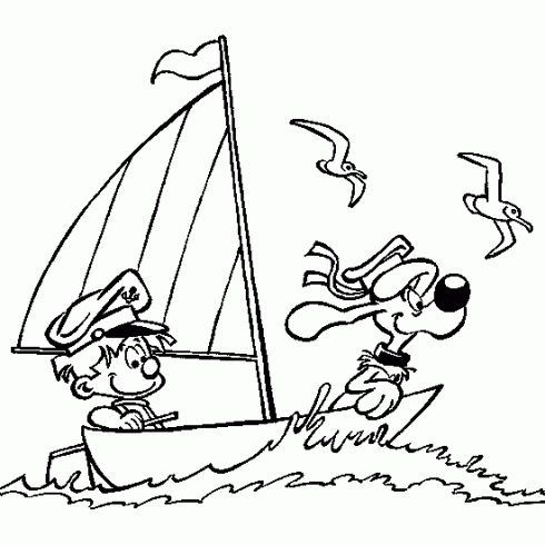 dessin de bateau,plage,mer,vacances,Boule,Bill