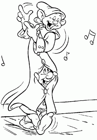 dessin de blanche,neige,sept,nain,danse