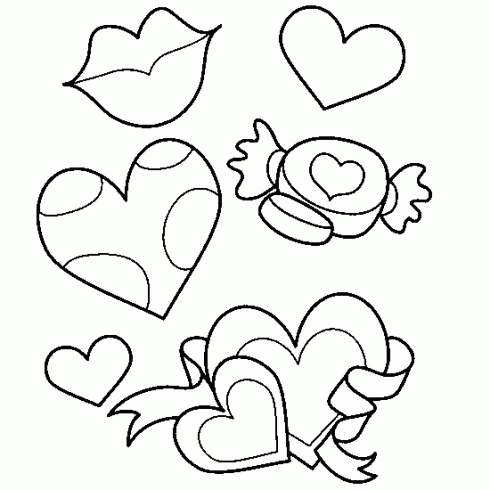 dessin de coeur,bisous,ruban,fraindise,bonbon
