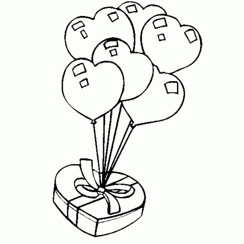 dessin de coeur,cadeaux,ballon,ruban,amour