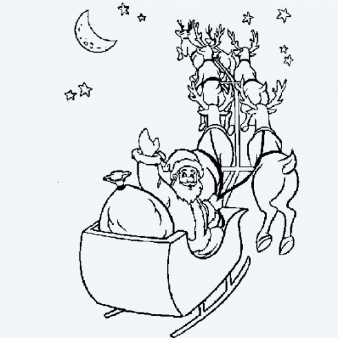 dessin de coloriage,Noel,traineau,pere,Noel