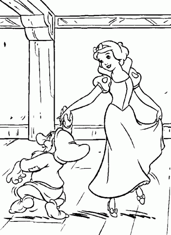 dessin de coloriage,blanche,neige,nain,disney