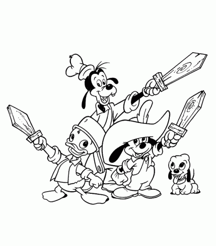 dessin de coloriage,disney,pluto,mickey,epee