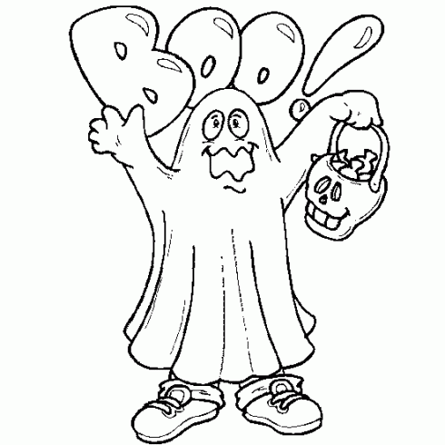 dessin de coloriage,halloween,costume,fantome,enfant