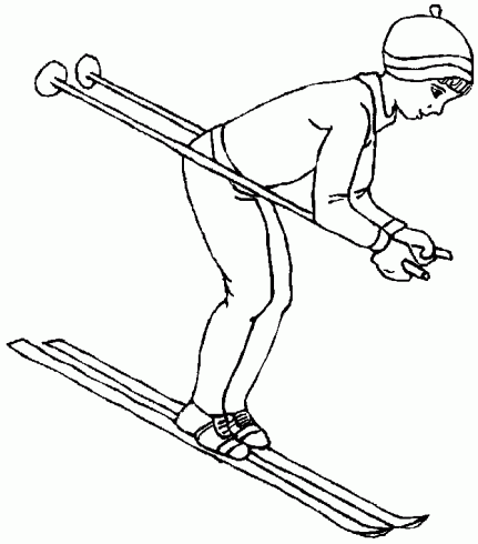 dessin de coloriage,hiver,ski,bonnet,descente