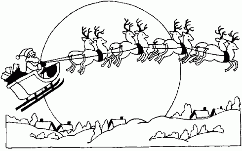 dessin de coloriage,noel,traineau,rennes,cadeau
