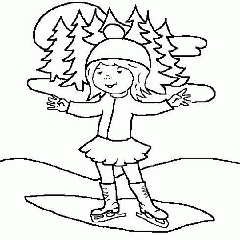 dessin de coloriage,patin,a,glace,hiver