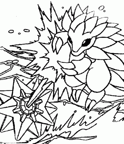 dessin de coloriage,pokemon,sablette,combat,stari