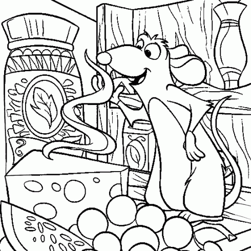 dessin de coloriage,souris,fromage,rat,ratatouille