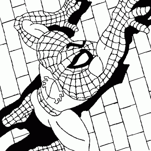 dessin de coloriage,spiderman,escalade,mur,araignee