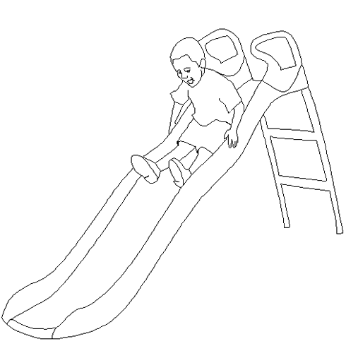dessin de coloriage,toboggan,parc,enfant,gratuit