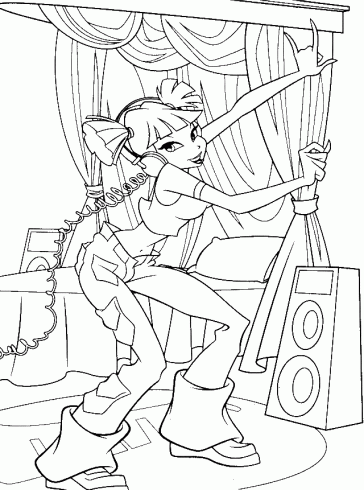 dessin de coloriage,winx,Bloom,Stella,Flora