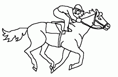 dessin de coloriages,cheval,course,jockey,galop