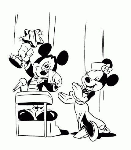 dessin de coloriages,mickey,minnie,heureux,fier