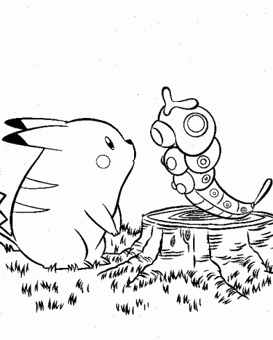 dessin de colorier,ligne,pikachu,pokemon,picachou