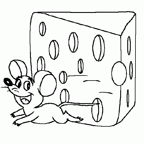 dessin de coloriga,souris,fromage,dessin,animal