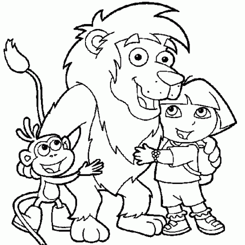 dessin de dessin,Dora,Babouche,ami,lion