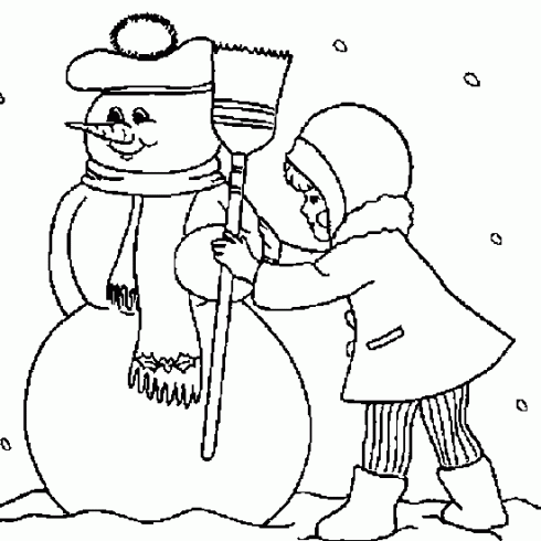 dessin de dessin,bonhomme,neige,colorier,ligne