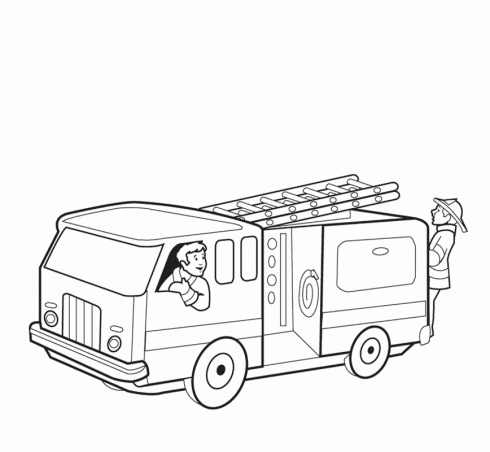dessin de dessin,camion,pompier,echelle,tuyaux