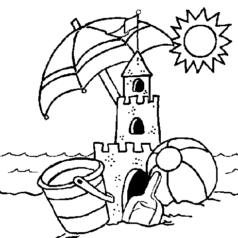 dessin de dessin,chateau,sable,mer,plage