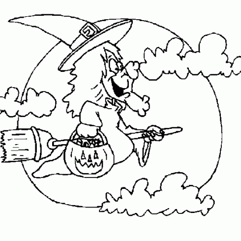 dessin de dessin,enfants,sorciere,halloween,balais