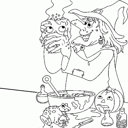 dessin de dessin,halloween,sorciere,bave,crapaud