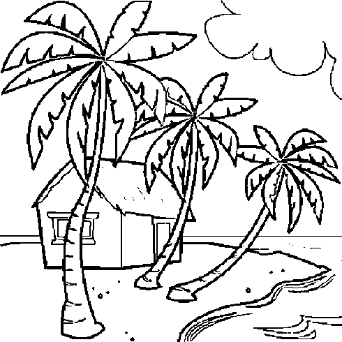 dessin de dessin,mer,palmier,sable,vacances