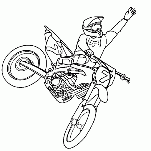 Coloriage Moto-cross et petit saut