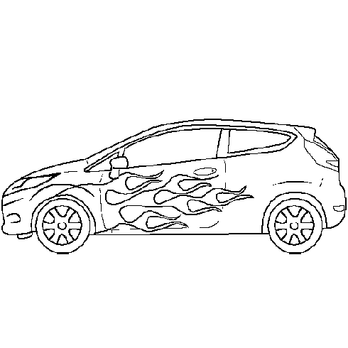 dessin de dessin,voiture,tuning,flammes,porte