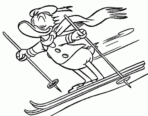 dessin de donald,DISNEY,ski,descente,schuss