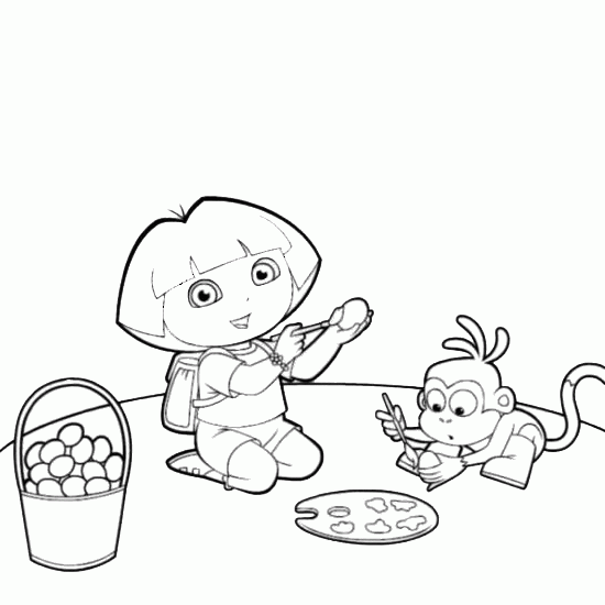 dessin de dora,exploratrice,babouche,decore,peinture