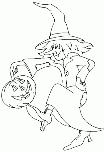 dessin de halloween,sorciere,citrouille,squelette,dessin