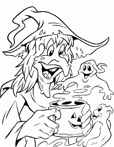 dessin de halloween,sorciere,fantome,squelette,dessin