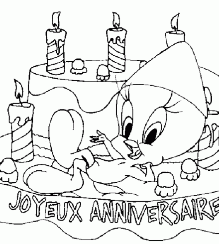 dessin de joyeux,anniversaire,invitation,titi,grosminet