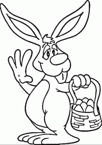 dessin de lapin,drole,paques,panier,oeufs