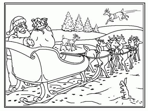 dessin de noel,traineau,renne,magique,cadeaux