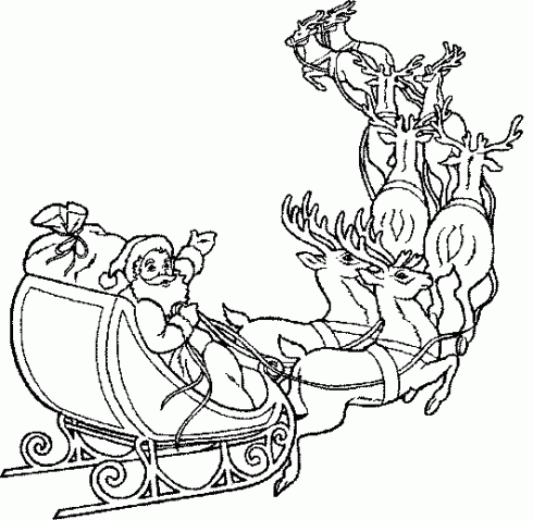 dessin de noel,traineau,rennes,magique,cadeaux
