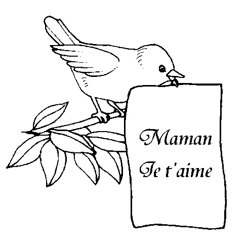 dessin de oiseau,message,bec,fete,maman,fete,des,meres