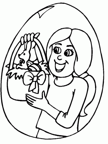 dessin de paques,fille,oeufs,dessin,coloriage