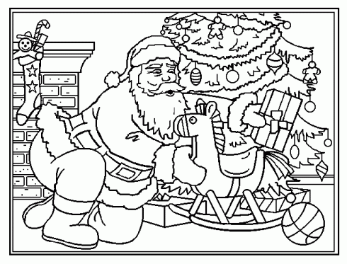 dessin de pere,noel,cadeau,sapin,cheminee