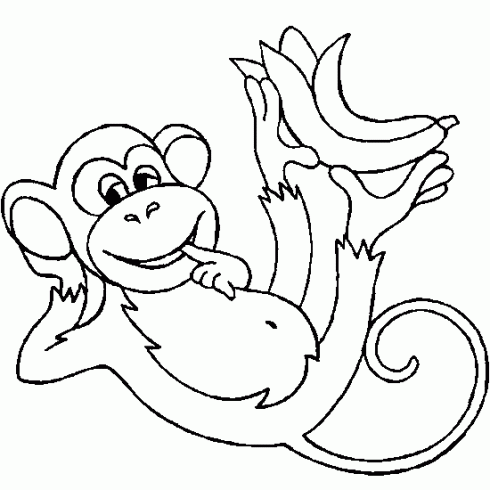 dessin de singe,chimpanze,mange,banane,animaux
