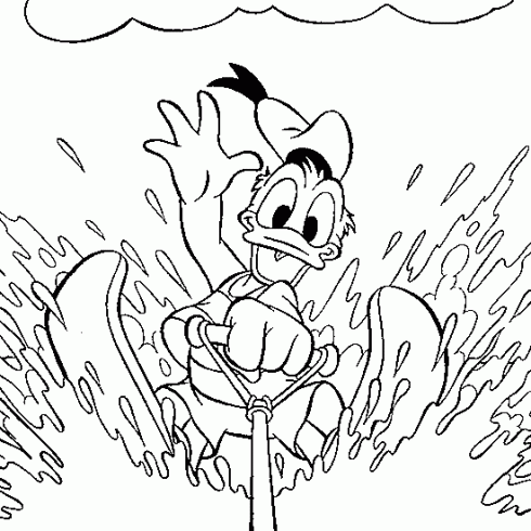 dessin de ski,nautique,mer,Donald,vague