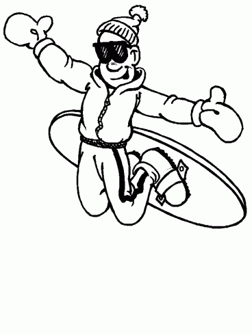 dessin de surfeur,saut,neige,dessin,colorier